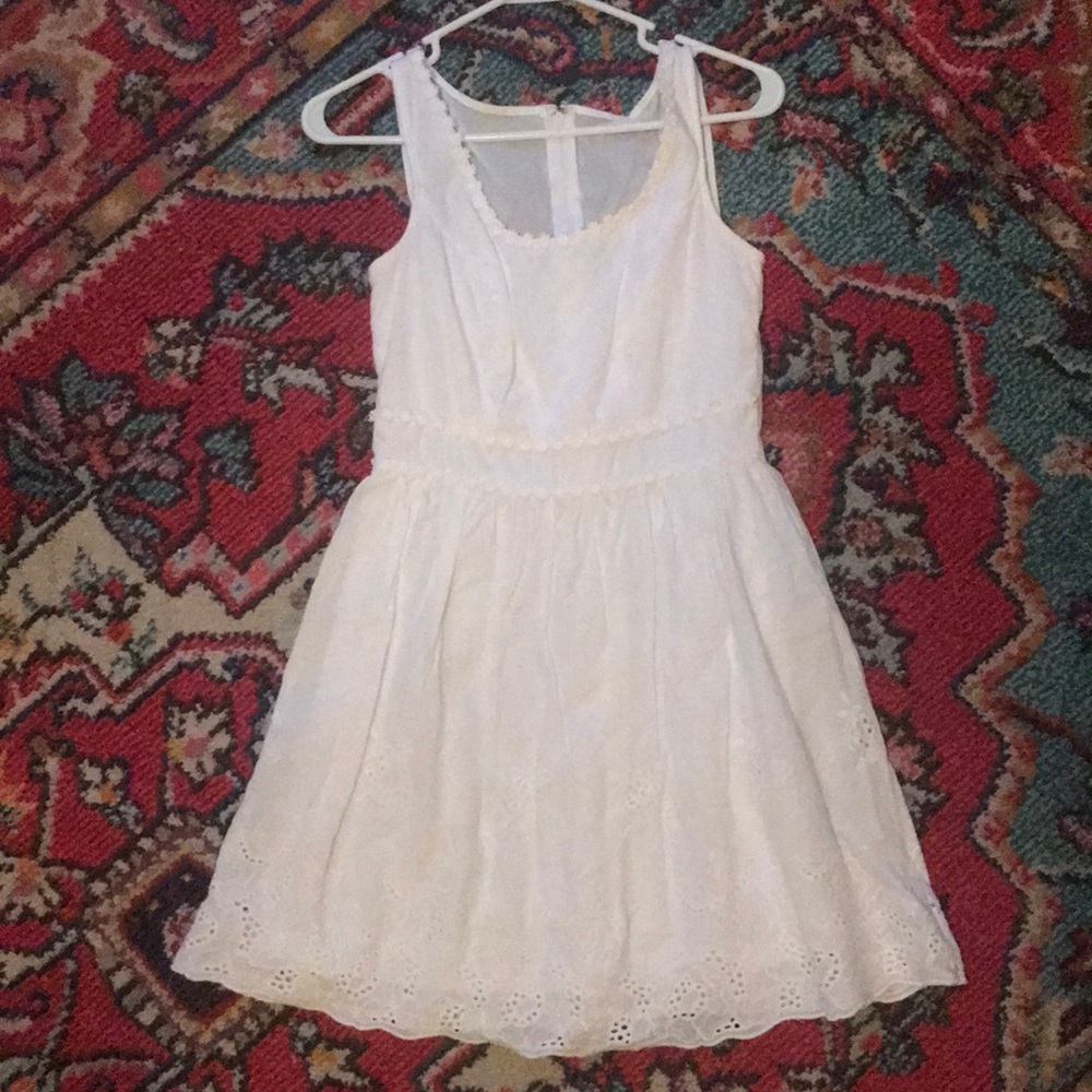 White flower appliqué lace dress sundress